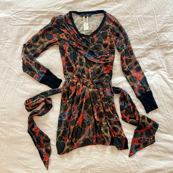 Isabel Marant Marble-Print Linen & Silk Jersey Dress - Size XS / US 2 / FR 36 - Picture 1 of 11